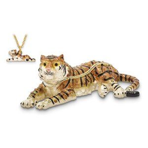 2022 is the Year of the Tiger!  Pewter Bejeweled and enameled Tiger Trinket Box